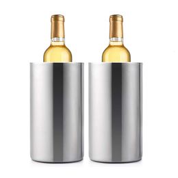 Tabletop Wine Racks 2 Pack Stainless Steel Double Wall Wine Cooler Bucket Keeps Cold for Hours Wine Bottle Cooler Chiller with Clamp 221121