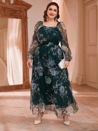 Plus size Dresses TOLEEN Plus Size Women Dress For Elegant Lady Muslim Maxi Summer Floral Wide Long Large Clothing For Evening Festival Party 221121