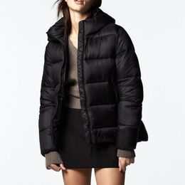 Women's Down Parkas Winter Casual Cotton Puffer Jacket Windproof Warm Slim Black Coats 221121