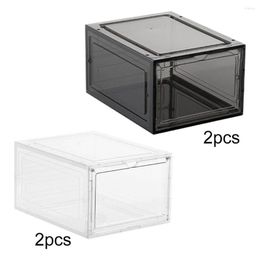 Clothing Storage Shoe Box Stackable Organizer Magnetic Closure High-top Shoes Clear Panel For Garage Dorm Entryway Display Case