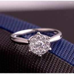 Cluster Rings 925 Sterling Silver Female Sweet Wedding Ring Light Zircon Elegant White Circle Finger For Girl Woman Classic Jewellery