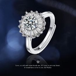 Four claw sunflower Band Rings imitation diamond Ring Girl classic men Titanium steel designer for women luxury gifts woman girl jewlery