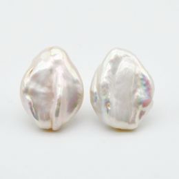 Stud Women's Pearl Earrings Natural Oversized Pearls Silver White Baroque 925 for Women 221119