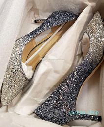 Elegant Bridal Wedding Dress Shoes Romy Pumps Glitter Fabric Women's High Heels Luxury Lady Party Time EU35-43