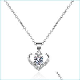 Pendant Necklaces Diamond Heart Pendant Necklace Sier Women Cubic Zircon Necklaces Engagement Wedding Jewellery Gift Drop Delivery Pend Dhzme