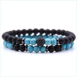 Beaded 10Pc/Set Men Women Zircon 6Mm Beads Bracelet Fashion Trend Beaded Jewelry Designs Mens Natural Drop Delivery Bracelets Dhehv