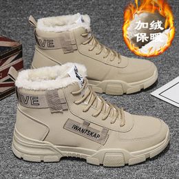 Botas no tornozelo de neve masculina inverno de renda quente sapatos de l￣ Plexh grande 221119