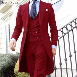 Mens Suits Blazers Gwenhwyfar Arrive Coat Pant Designs Chinese Red Men Suit Classic Gentle mens Tuxedo Prom Blazer Custom 3 Piece Jacket 221121