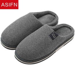 Asifn Winter Home Men Slippers Fur Casual House Indoor Antislip Thick Bottom Shoes Warm Indoor Bedroom Male Hairy Slippers J220716