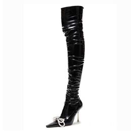 Boots Arden Furtado 2022 autumn boots Women's shoes stilettos Heels over the knee fashion crystal rhinestone thigh high 41 220906