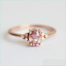 Cluster Rings Cubic Zircon Gemstone Ring Cluster Rose Gold Women Rings Wedding Jewelry Gift Drop Delivery Dhdwy