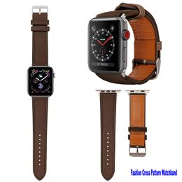 Leathers Fashion Bands Compatible with Apple Watch Band 49mm 45mm 44mm 42mm Premium cross pattern PU Leather Replacement Bands for iWatch Ultra Series 8 7 6 5 4 3 2 1 SE
