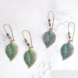 Dangle Chandelier Retro Hollow Leaf Earrings Dangle Shape Ear Rings Fashion Jewelry Women Drop Delivery Dhyf4