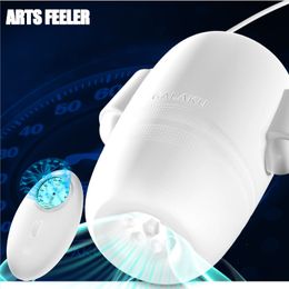 Cockrings ARTS FEELER Penis Trainer Vibrator Male Masturbator Cup Vibration Glans Exerciser Delayed Ejaculation Sex Toys for Men 221121