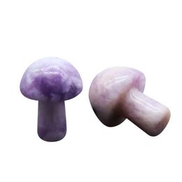 Loose Gemstones 20Mm Lepidilite Mushroom Gemstone Scpture Decor Carving Polished Crystal Cute Stones For Home Garden Lawn Yard Decor Dhqjz