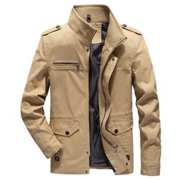 Men's Jackets Jacket Coat Washed Pure Cotton Outdoor Casual Solid Color Multi Pocket Spring And Autumn Windbreaker Clothes 221121