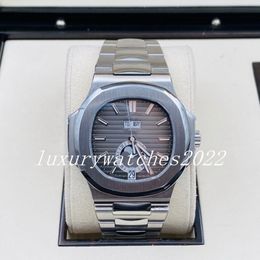 Stylish Mens Watch 40mm Grey Dial Day Week Month Display Stainless Steel Automatic Mechanical 5726 Men's Sapphire Glass Business Wristwatches