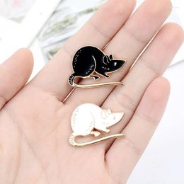 Brooches Lovely Mouse Lapel Pin Black White Color Enamel Pins Shirt Bag Funny Animal Badge Jewelry For Men Women Gift Friends