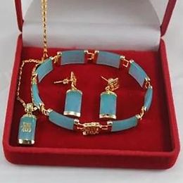 Beautiful new Jade Pendant Necklace Earrings bracelet Set