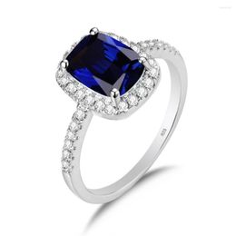 Cluster Rings Blue Sapphire Silver Ring 925 Minimalist Jewelry Bridal Set With Diamond Vintage Princess Kate Women Accessories