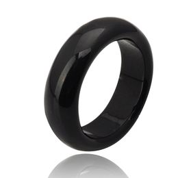 Band Rings Fashion High Quality Natural Black Agate Jade Crystal Gemstone Jewellery Engagement Wedding Rings For Women And Men Love Gi Dhjze