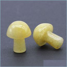 Loose Gemstones Natural 20Mm Yellow Jade Gemstone Mushroom Decoration Colorf Stone Crafts For Garden Yard Decor Drop Delivery Jewelry Dhkqi