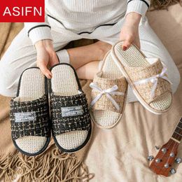 Asifn Cotton Slippers Women Home Indoor Four Seasons House Soft Bottom Japanese Couple Linen Men Slippers Women Shoes J220716