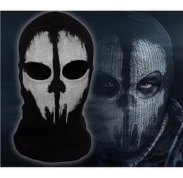 Szblaze Brand Cod Ghosts Impresión de algodón de algodón Balaclava máscara Skullies Gorro para Halloween War Game Cosplay CS Player Headgear Y1562106