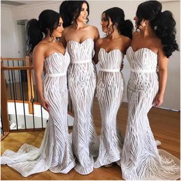 2023 Mermaid Bridesmaid Dresses Off Shoulder Ribbon Mermaid Sweetheart Neckline Floor Length Beach Wedding Guest Gowns Custom Made Plus Size