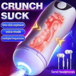 Masturbators For Men Automatic Sucking Real Vagina Vibrator Male Masturbation Cup Pussy Pocket Sex Machine Toys Adults 18 221121