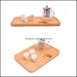 Dishes Plates Mtipurpose Bread Coffee Tea Tray Bamboo Fruit Plate Serving For Home El Cigarette Rolling Trays Drop Delivery Garden Dhto8