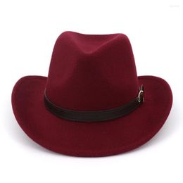 Berets Pork Pie Hat For Men Women With Punk Belt Fashion Wool Fedora Trilby Fascinator Cowboy Sombrero Hats HF83