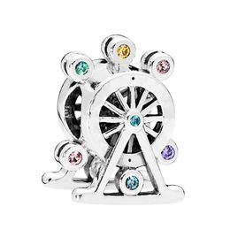 Colourful Stone Sterling Silver Ferris wheel Charm with Original Box for Pandora Women Jewelry Bangle Bracelet Making Accessories Beads Charms