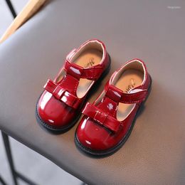 Flat Shoes Children Girls Leathers Fashion Causal School Sneakers Spring/Autumn Baby Bright Leather Princess With Bow