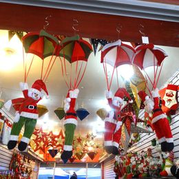 Christmas Decorations 10pcChristmas Home Ceiling Parachute 24cm Santa Claus Smowman Year Hanging Pendant Decoration Supplies