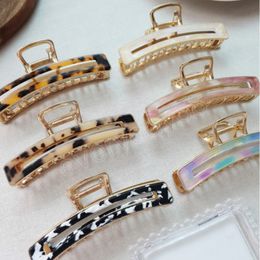 Fashion Women Acetate Hair Claws Crab Clamps Leopard Lady Vintage Large Gold Metal Hair Clips Hair Accessories Gift