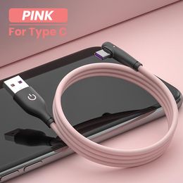 3A 90 Degree USB Data Cable 1.2M Charger Kable Liquid Silicone Fast Charging Cord For Samsung LG Phones