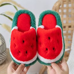 Slipper Cartoon Watermelon Plush s Girls Boys Warm Winter Furry Slides Shoes Babi Indoor Fuzzy Fruit 221121