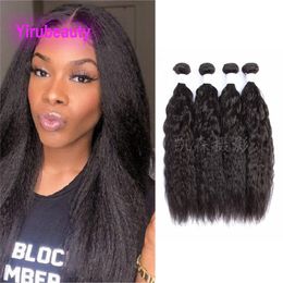 Brazilian Human Hair 12A Remy Hair Extensions Double Wefts Kinky Straight Yaki 10-30inch Natural Colour