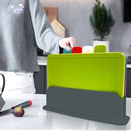 Chopping Blocks Boards Sets with Holder for Kitchen Cutting Non-Slip Anti Bacterium Plastic Block Dishwasher Safe 221121