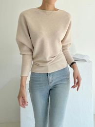 Women's Sweaters Korea Style Slash Neck Batwing Sleeve Loose Thickness Sweater Women Autumn Winter Solid Vintage Chic Knit Pullover Top