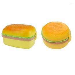 Dinnerware Sets Hamburger Shape Lunch Box Double Layer Cute Burger Bento Container Set