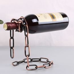 Tabletop Wine Racks Magic Suspension Hanging Chain Wine Racks European Retro Creative Handmade Restaurant Bar Stand Bracket Display Stand 221121