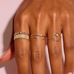Cluster Rings Concise Women's Ring Trendy Zirconia Gold Color Stacking Crystal Finger Accessories Jewelry 2022 Dropship Suppliers R746