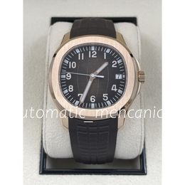 Classic Men's mechanical watch 40mm brown dial rose gold case rubber watchband waterproof designer calendar sappire mirror wristwatch Super quality