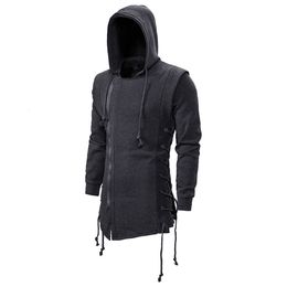 Mens Hoodies Sweatshirts Vests Autumn Casual Solid Long Sleeve Hoodie Slim Fit Dark Hooded Loose Jacket Coats 221121
