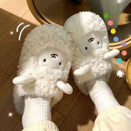 Slippers Cartoon Cute Cotton Autumn and Winter Indoor Home Couple Warm Faux Fur Girls Shoes 221119