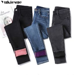 Womens Jeans Winter Warm Woman High Waist Casual Velvet Ladies Trousers Female Pantalon Denim jeans for Women Pants clothe 40 221121