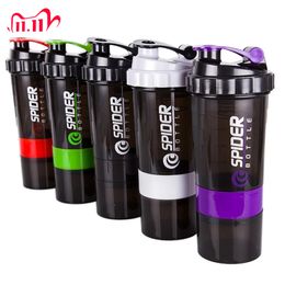 Water Bottles 3 Layers Shaker Protein Powder Shake Cup Large Capacity Plastic Mixing Body-Building Exercise 221119