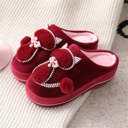 Slipper Women Cotton Slippers Cute Cat Ladies Platform Indoor Shoes For Winter Home Female Warm 221121